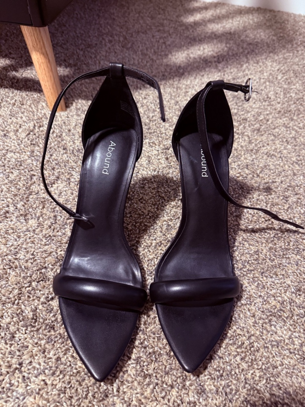 Abound Black Pointed-Toe Ankle-Strap Heels